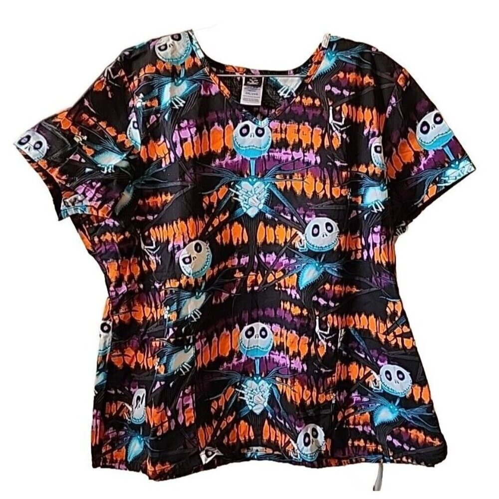 Disney Nightmare Before Christmas Jack Scrub Top size 2X Black